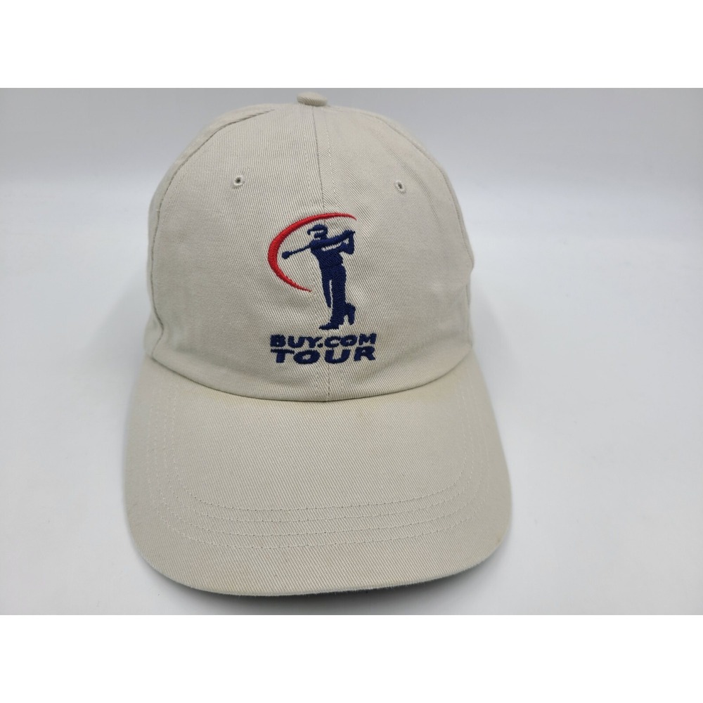 Vintage Buy Com Tour Golf Ahead Strapback Adjustable Hat Cap Dad Men Women Beige